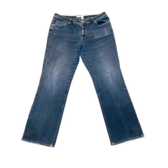 Chicos Platinum Denim Quartz M2 Mid Rise Bootcut Jeans Blue Embroidered Back Poc - Picture 1 of 15